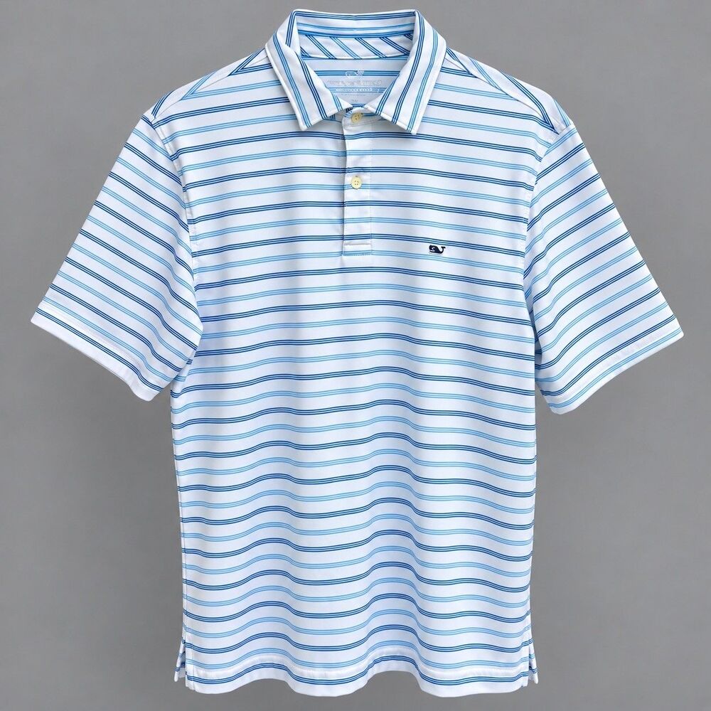 Vineyard Vines Performance Polo Shirt Mens Size M Stretch Striped Peru Athleisur